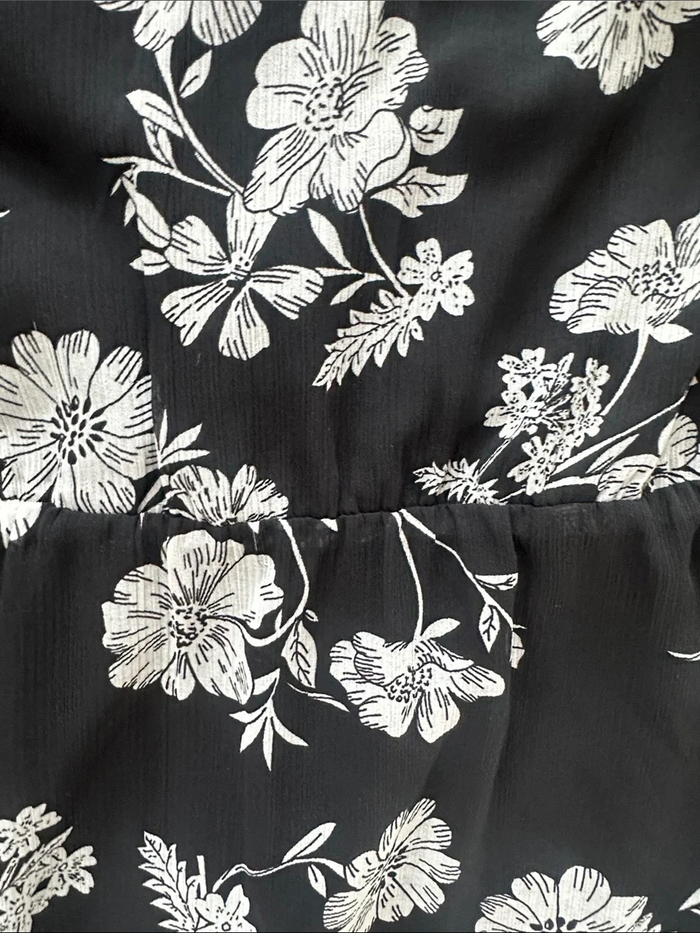 J Crew Tiered Black and White Floral Dress